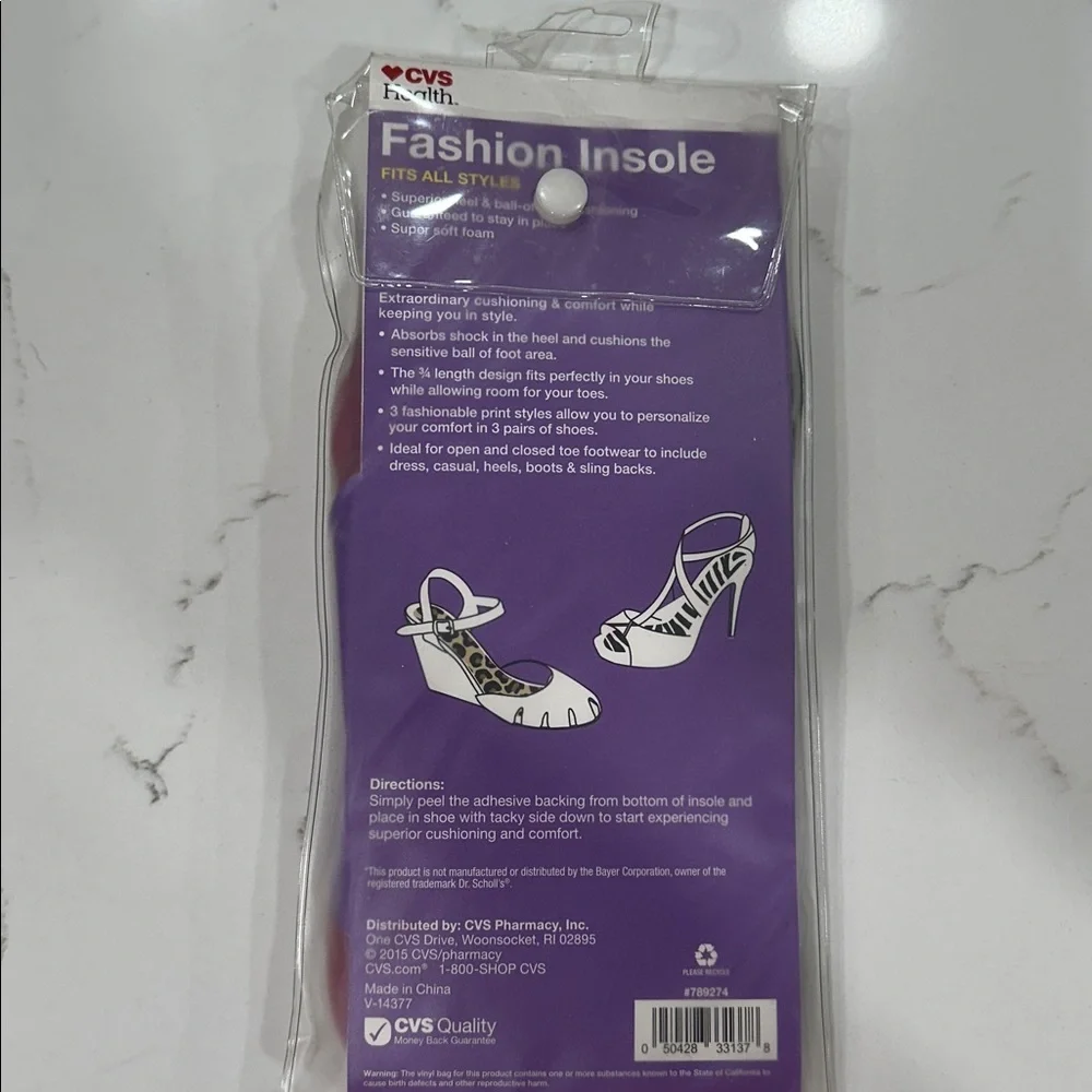 CVS Health Women's Fashion Insole - Black and Pink - Picture 2 of 2